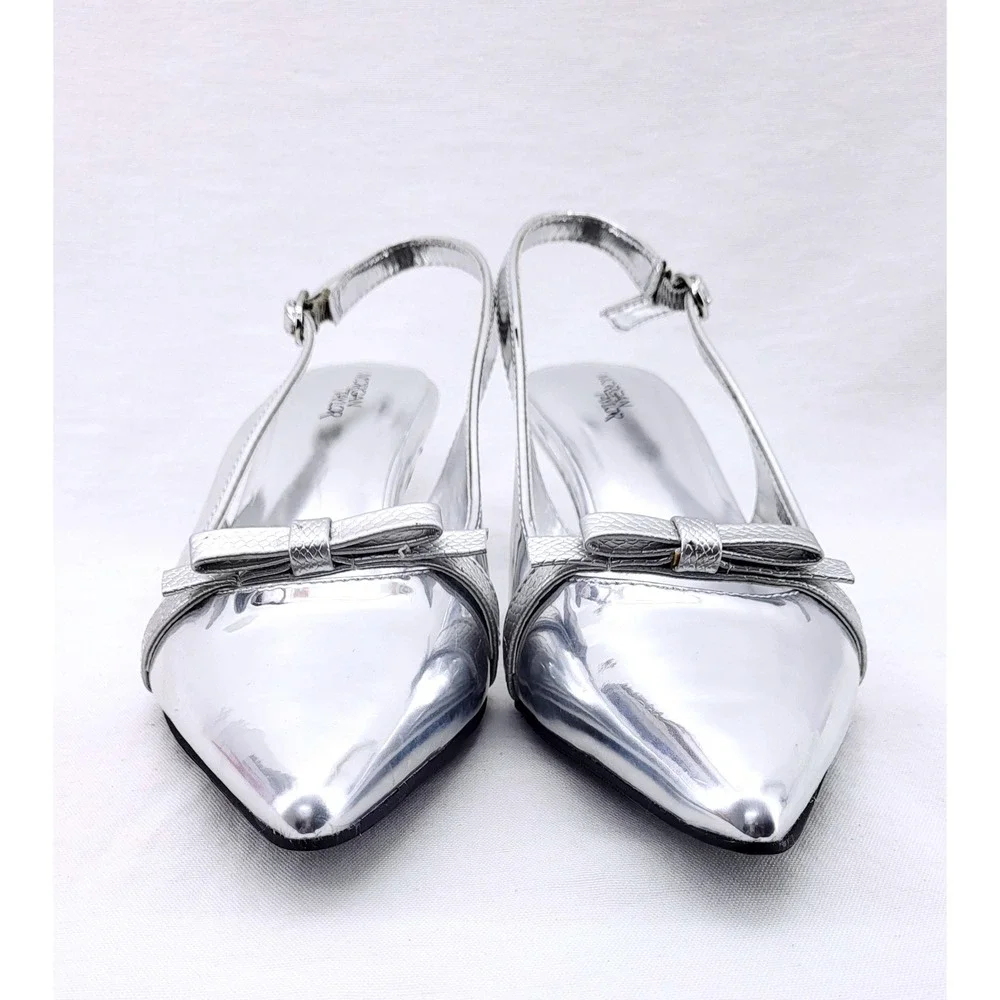 NWOT Morgan Taylor Silver Kitten Heel -‎ Size 8.5